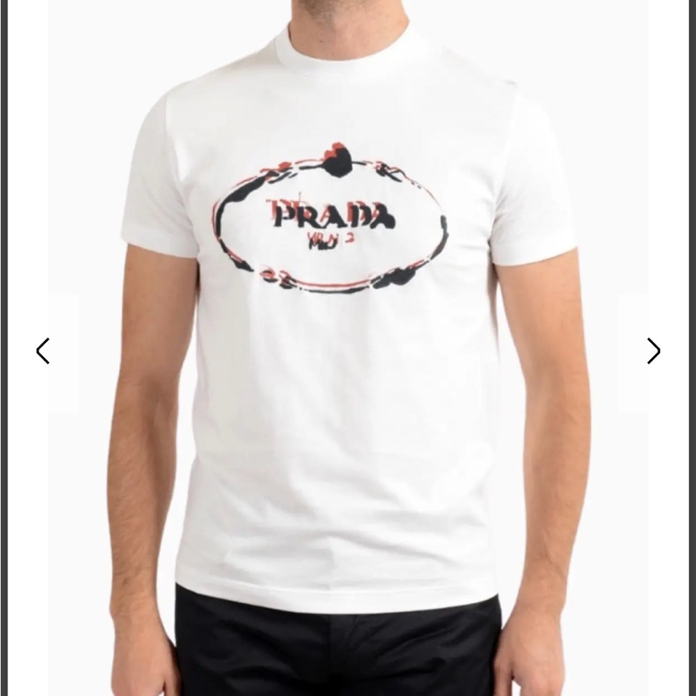 Prada White Graphic Men's T-Shirt